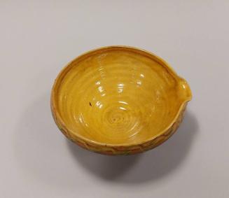 Earthenware Kitchen Bowl with Lip and Yellow Glaze