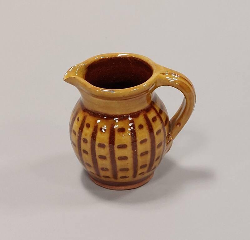 Earthenware Small Jug with Brown Pattern over Yellow Slip