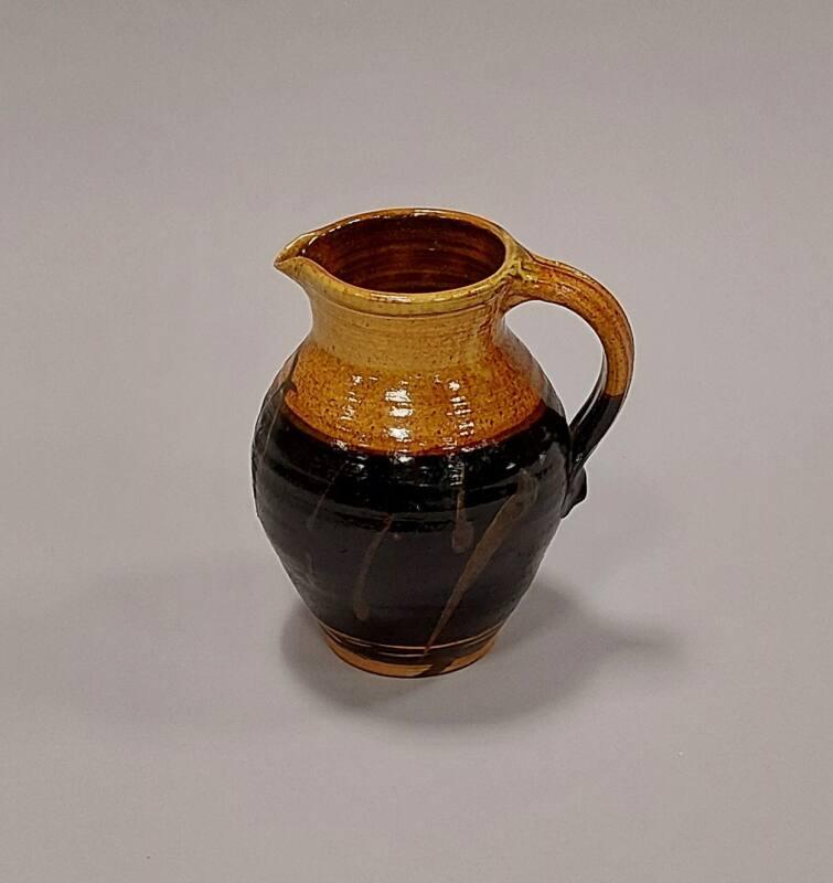 Earthenware Medium Jug with Yellow and Dark Brown Glazes