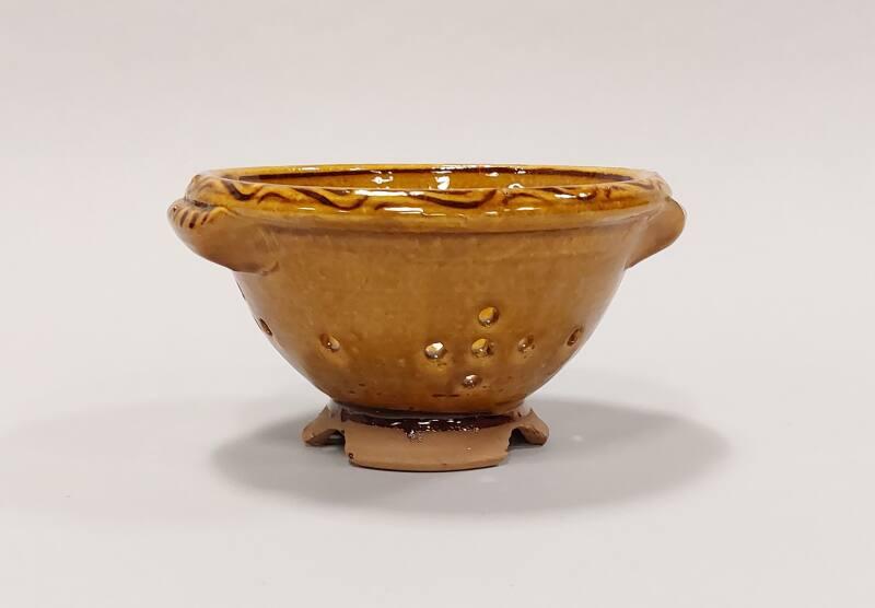 Earthenware Colander with Yellow Ochre Glaze