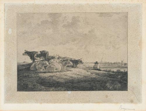 Landscape with Seated Figure and Cows