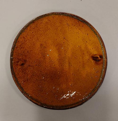 Earthenware Plate with Honey Gold and Brown Mottled Glaze
