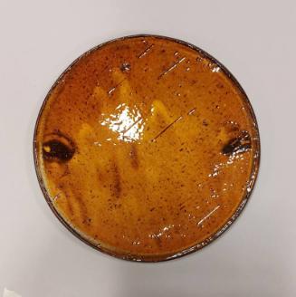 Earthenware Plate with Honey Gold and Brown Mottled Glazes