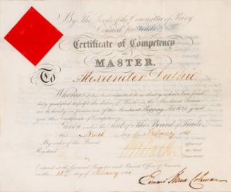 Certificate Of Competency As Master - Alexander Duthie