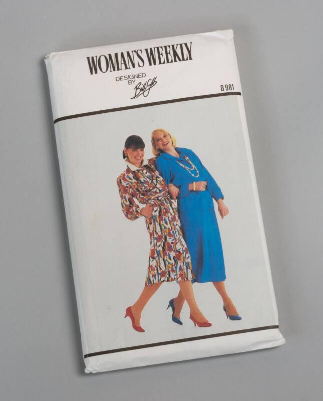 Woman's Weekly Dress Pattern Number B981 Designed By Bill Gibb.