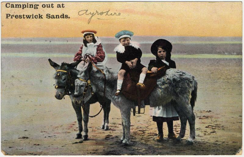 Children on Donkeys at Prestwick Sands