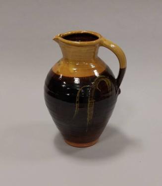 Earthenware Jug with Yellow and Dark Brown Glazes