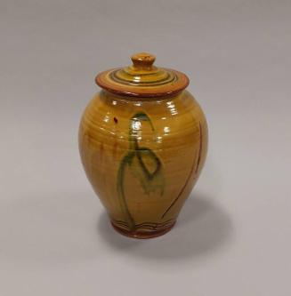 Earthenware Covered Store Jar with Yellow Glaze