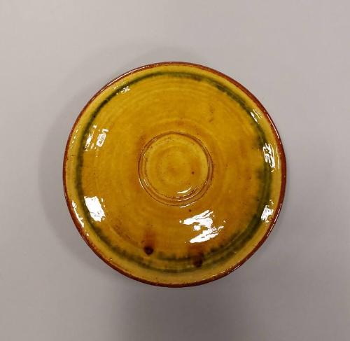 Earthenware Saucer with Mustard Yellow Glaze