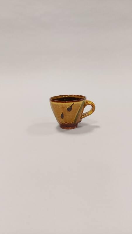 Earthenware Cup with Yellow and Brown Mottled Glaze