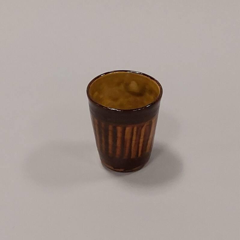 Earthenware Beaker with Brown and Yellow Ochre Glazes