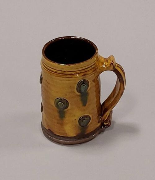 Earthenware Small Tankard with Yellow and Green Glazes