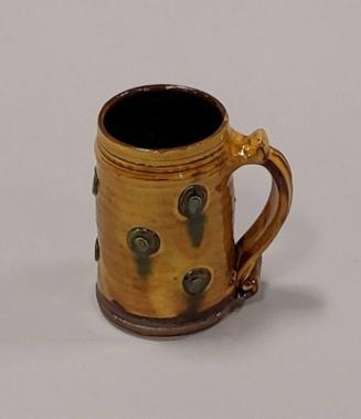 Earthenware Small Tankard with Yellow and Green Glazes