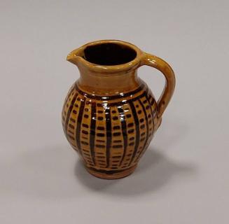 Earthenware Medium Jug with Brown Pattern and Yellow Slip