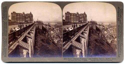 Stereogram of Quebec Old Town and River