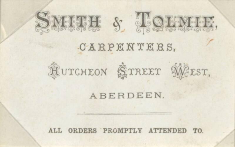 Business Card for Smith & Tolmie, Carpenters