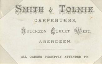 Business Card for Smith & Tolmie, Carpenters