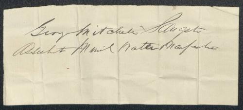 Note written by George Sangster