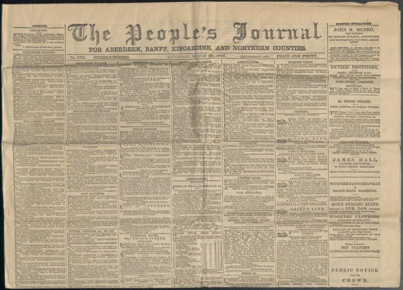 The People's Journal, for Aberdeen, Banff, Kincardine, and Northern Counties, Saturday March 25th, 1882