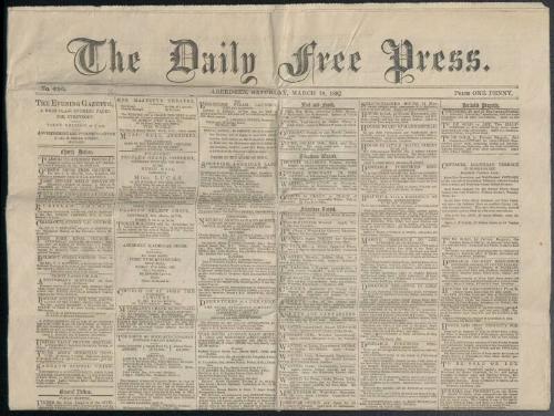 The Daily Free Press, Aberdeen, Saturday, March 18th, 1882.