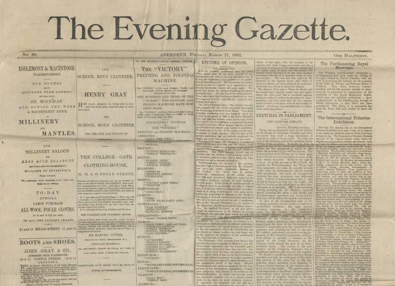 The Evening Gazette, Aberdeen, Friday March 1st, 1882