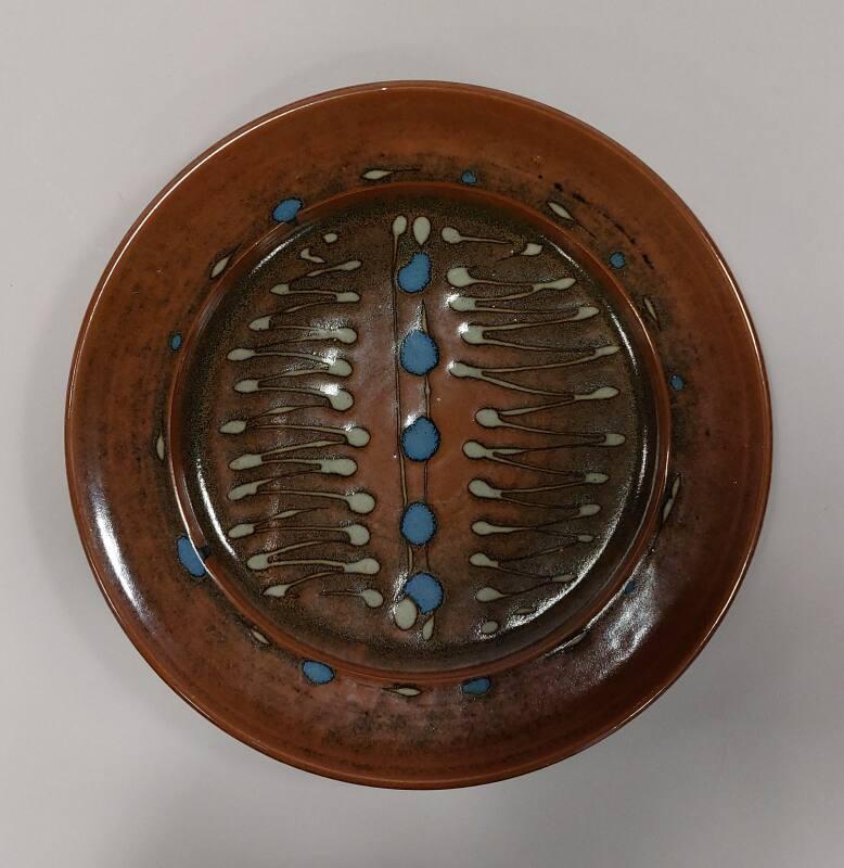 Stoneware Large Plate or Dish with Iron Glaze