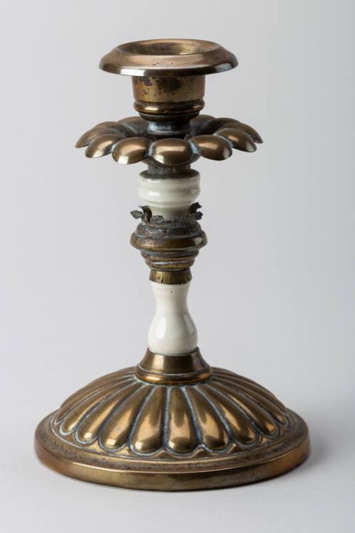 Brass And China Candlesticks