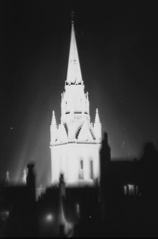 Floodlit St Nicholas Church Spire