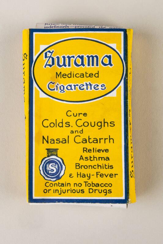 Packet of Swama Medicated Cigarettes: For Colds, Coughs and Nasal Catarrh