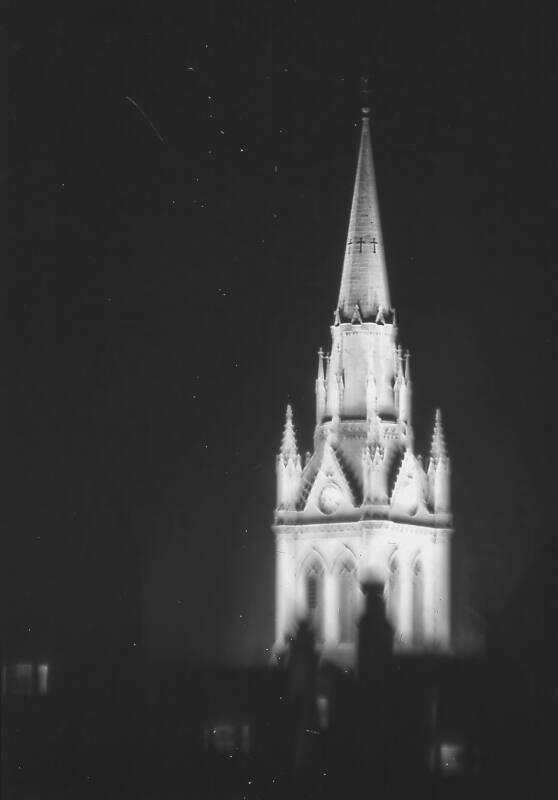 Floodlit St Nicholas Church Spire