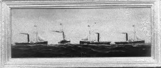 Painting of four paddle steamers