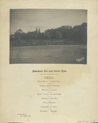 Menu for the Aberdeen Pen and Pencil Club