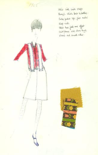 Drawing of Skirt and Blouse with Fabric Swatches