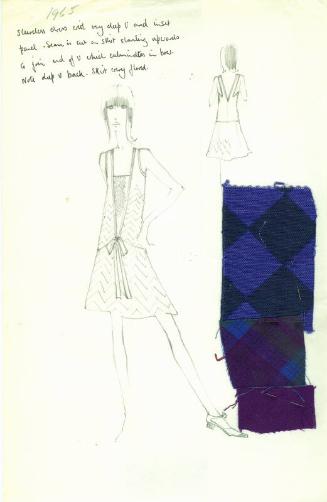 Drawing of Sleeveless Dress with Fabric Swatches