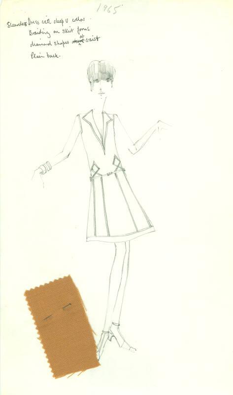 Drawing of Sleeveless Braided Dress with Fabric Swatch