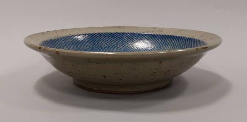 Large Stoneware Bowl Inlaid with Cobalt