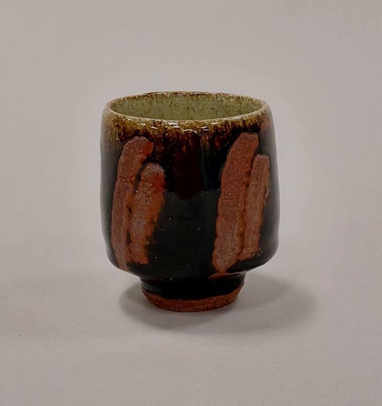 Yunomi With Nuka Glaze, Tenmoku Glaze and Finger Wiped Decoration