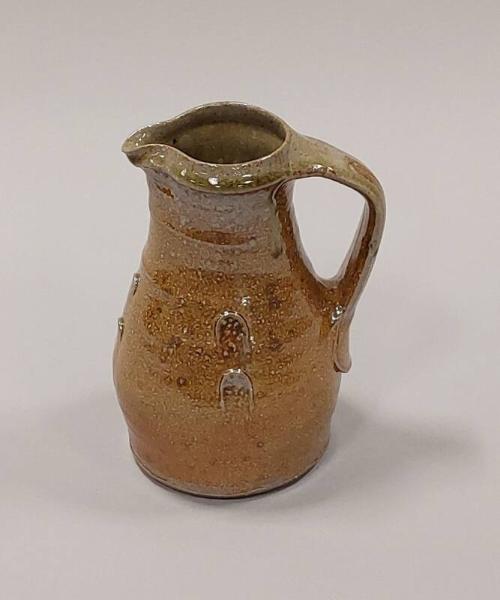 Medium Salt Glaze Jug With Iron Ash Glaze And Pellet Decoration