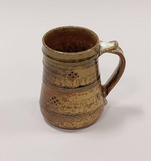 Large Tankard With Green Ash Glaze Over Iron Glazes And Chun Glaze