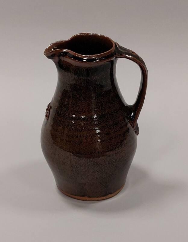 Large Stoneware Jug with Tenmoku Glaze and Iron Glaze