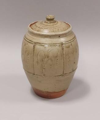 Large Stoneware Lidded Jar with Green Ash Glaze