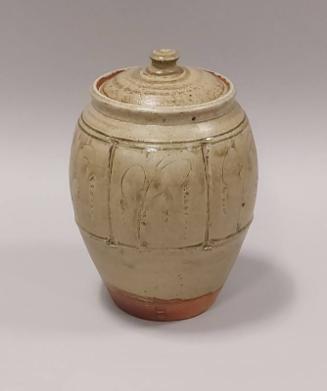 Large Stoneware Lidded Jar With Green Ash Glaze