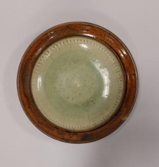 Stoneware Large Open Dish with Green Ash Glaze