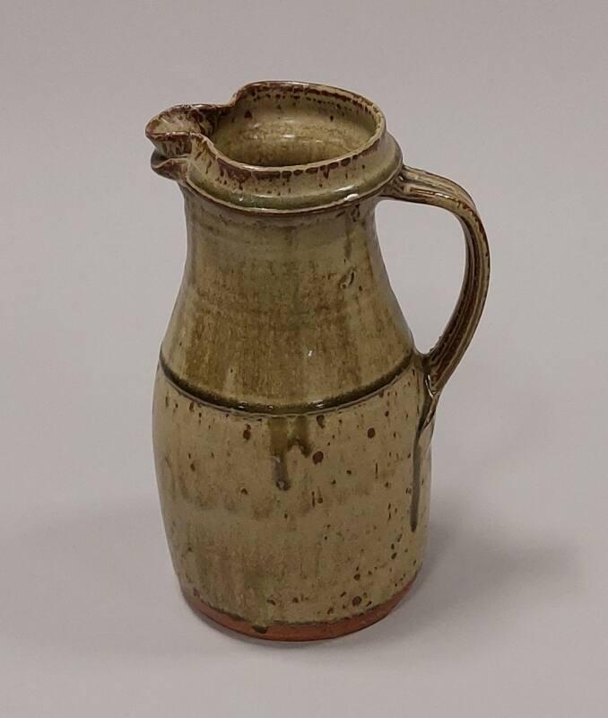 Stoneware Medium Jug with Green Ash and Celadon Glazes