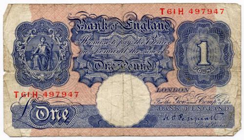 One-pound Note (1928 Type : Bank of England)