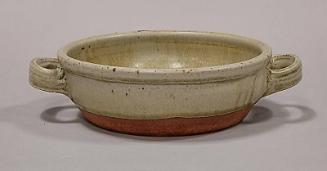 Stoneware Handled Dish with Green Ash Glaze