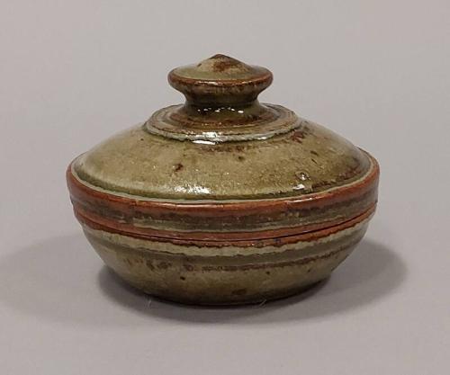 Stoneware Small Covered Dish with Green Ash Glaze