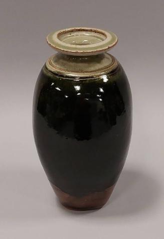 Stoneware Large Bottle with Beaten Sides