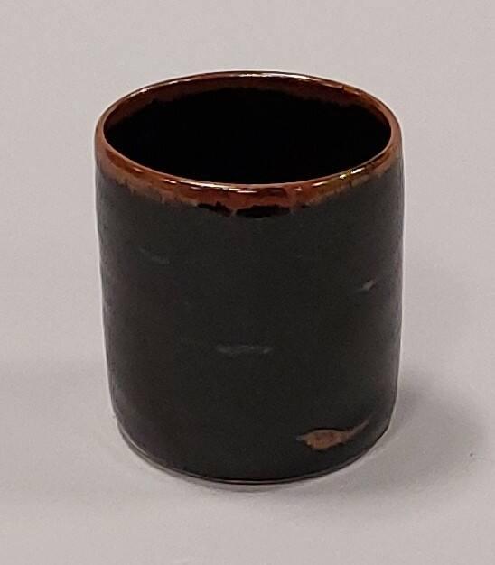 Oval Porcelain Pot with Tenmoku and Iron Glazes