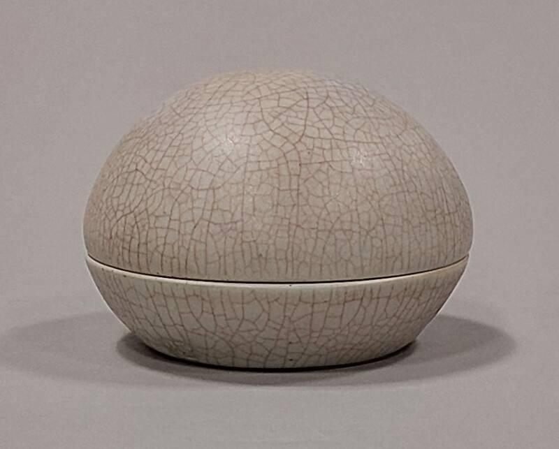 Porcelain Lidded Box With White Celadon Crackle Glaze